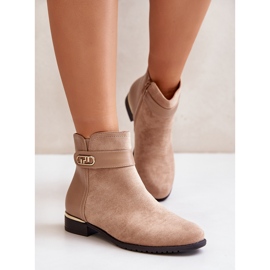Botas de mujer con aislamiento beige y tacón plano con detalle dorado Ravasira 7
