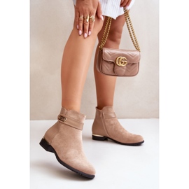 Botas de mujer con aislamiento beige y tacón plano con detalle dorado Ravasira 2