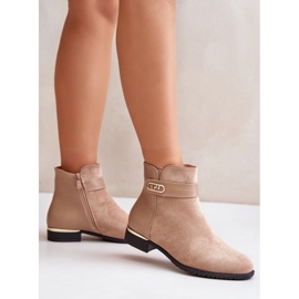 Botas de mujer con aislamiento beige y tacón plano con detalle dorado Ravasira 3