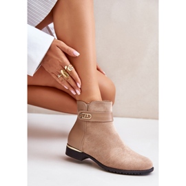 Botas de mujer con aislamiento beige y tacón plano con detalle dorado Ravasira 8