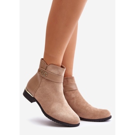 Botas de mujer con aislamiento beige y tacón plano con detalle dorado Ravasira 1