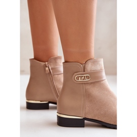 Botas de mujer con aislamiento beige y tacón plano con detalle dorado Ravasira 6