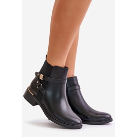 Botas Aislantes De Mujer Con Tiras Decorativas Negro Kikirra 1