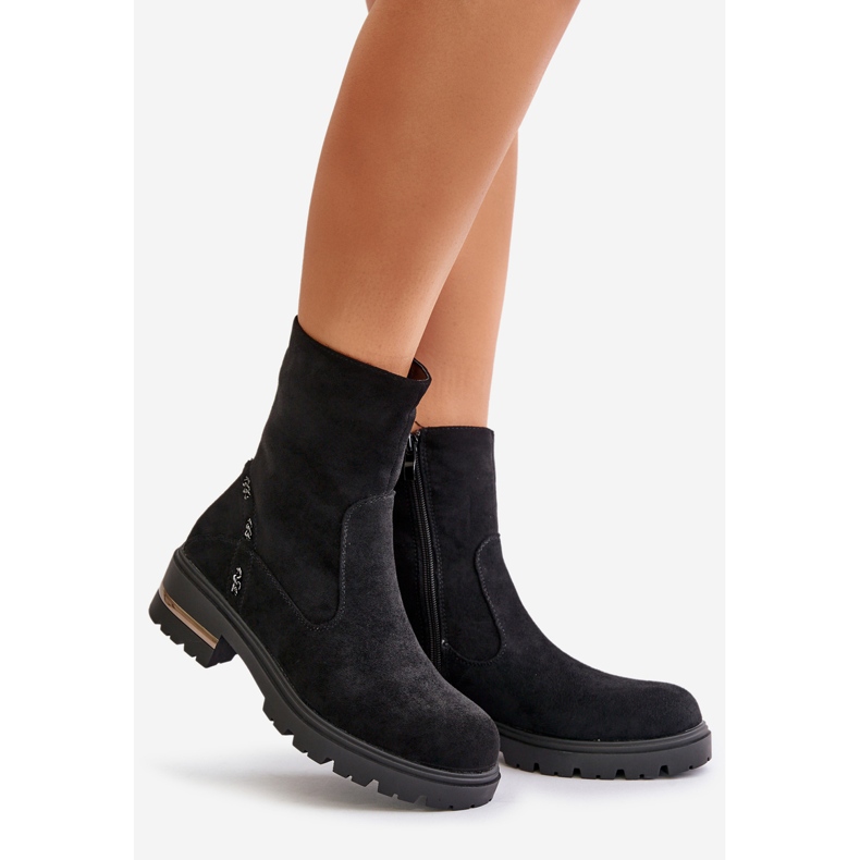 Botines de mujer aislantes confeccionados en ante ecológico con cremallera, Negro Narilie 1 Botines de mujer aislantes confeccionados en ante ecológico con cremallera, Negro Narilie 1