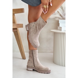 Botines de mujer aislantes confeccionados en ante ecológico con cremallera, Beige Narilie 5