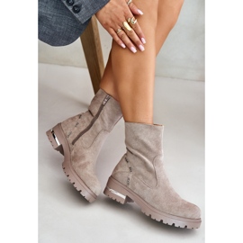 Botines de mujer aislantes confeccionados en ante ecológico con cremallera, Beige Narilie 8