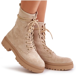 Botas Obreras Mujer Con Cremallera Fabricadas En Ante Ecológico, Beige Savalann 9