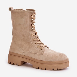 Botas Obreras Mujer Con Cremallera Fabricadas En Ante Ecológico, Beige Savalann 4