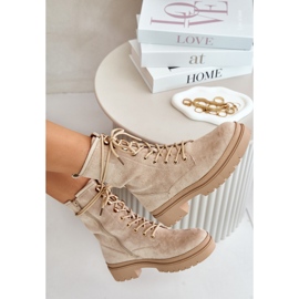 Botas Obreras Mujer Con Cremallera Fabricadas En Ante Ecológico, Beige Savalann 8