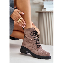 S.Barski Botas de Trabajadora Decoradas para Mujer Insuladas D&amp;A MR880-017 Taupe beige 6