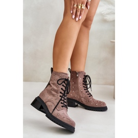 S.Barski Botas de Trabajadora Decoradas para Mujer Insuladas D&amp;A MR880-017 Taupe beige 2