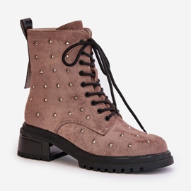S.Barski Botas de Trabajadora Decoradas para Mujer Insuladas D&amp;A MR880-017 Taupe beige 4