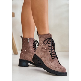 S.Barski Botas de Trabajadora Decoradas para Mujer Insuladas D&amp;A MR880-017 Taupe beige 3