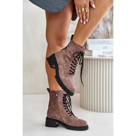 S.Barski Botas de Trabajadora Decoradas para Mujer Insuladas D&amp;A MR880-017 Taupe beige 5