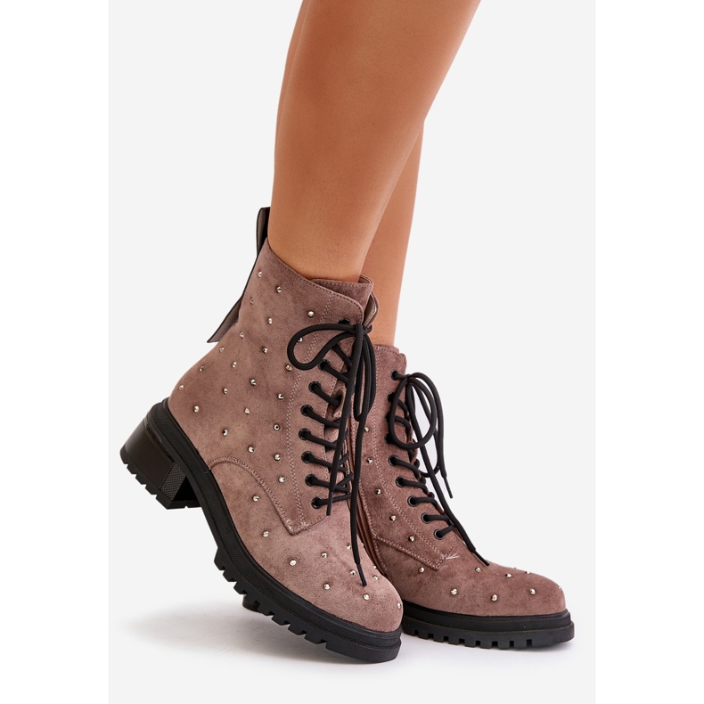 S.Barski Botas de Trabajadora Decoradas para Mujer Insuladas D&amp;A MR880-017 Taupe beige 1