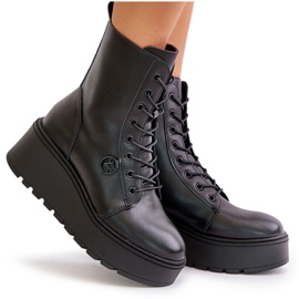 Botas Obrera Aislante De Piel Con Plataforma Y Cuña Vinceza 58338 Negro 8