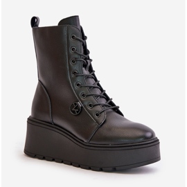 Botas Obrera Aislante De Piel Con Plataforma Y Cuña Vinceza 58338 Negro 4
