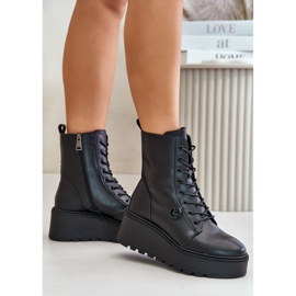 Botas Obrera Aislante De Piel Con Plataforma Y Cuña Vinceza 58338 Negro 3