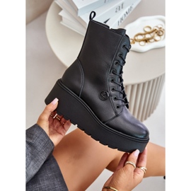 Botas Obrera Aislante De Piel Con Plataforma Y Cuña Vinceza 58338 Negro 7