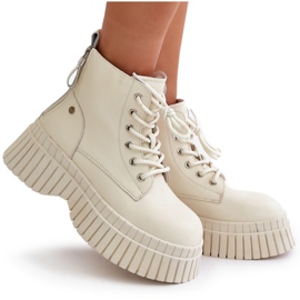 Botines Trapper De Cuero Con Aislamiento Y Suela Maciza GOE OO2N4127 Beige Claro 10