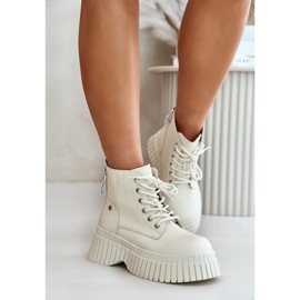 Botines Trapper De Cuero Con Aislamiento Y Suela Maciza GOE OO2N4127 Beige Claro 3