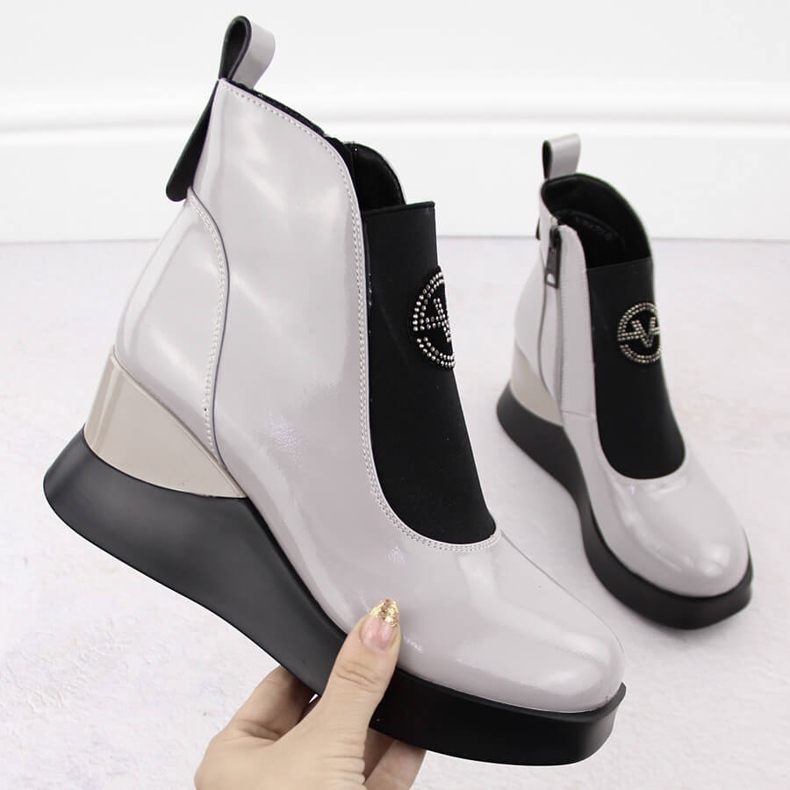 Botas cuña mujer piel gris Vinceza 66703 1