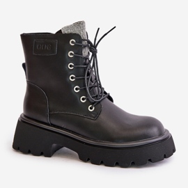 Botas Worker De Mujer De Piel Con Aislamiento Y Circonitas Cúbicas GOE OO2N4125 Negro 4