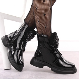 Botines de mujer charol negro con piedras Filippo DBT6568 4