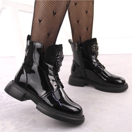 Botines de mujer charol negro con piedras Filippo DBT6568 5