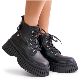 Botines Trapper de cuero con aislamiento y suela maciza GOE OO2N4126 Negro 10