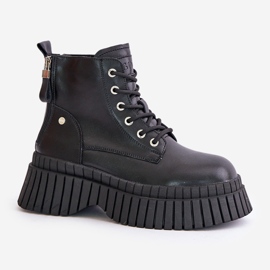 Botines Trapper de cuero con aislamiento y suela maciza GOE OO2N4126 Negro 4
