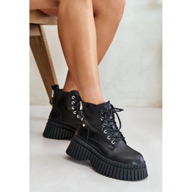 Botines Trapper de cuero con aislamiento y suela maciza GOE OO2N4126 Negro 8