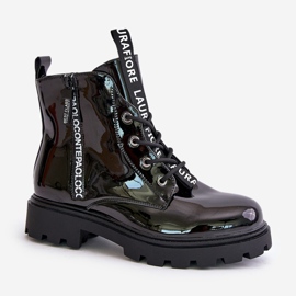 Botas Charol De Mujer, Aislante, Con Inscripciones, Negro, Zinfrey 5