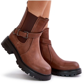Botas Chelsea De Piel Con Aislamiento Y Cinturón Sergio Leone TR719-S Marrón 9