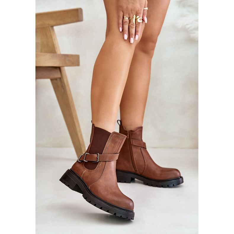 Botas Chelsea De Piel Con Aislamiento Y Cinturón Sergio Leone TR719-S Marrón 2