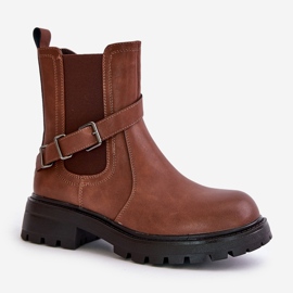 Botas Chelsea De Piel Con Aislamiento Y Cinturón Sergio Leone TR719-S Marrón 4