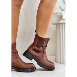 Botas Chelsea De Piel Con Aislamiento Y Cinturón Sergio Leone TR719-S Marrón 5
