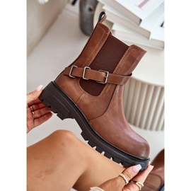 Botas Chelsea De Piel Con Aislamiento Y Cinturón Sergio Leone TR719-S Marrón 8