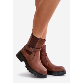 Botas Chelsea De Piel Con Aislamiento Y Cinturón Sergio Leone TR719-S Marrón 1