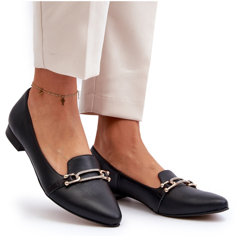 Zazoo 2885 Ballerinas de cuero para mujeres con decoración negra negro 4 Zazoo 2885 Ballerinas de cuero para mujeres con decoración negra negro 4