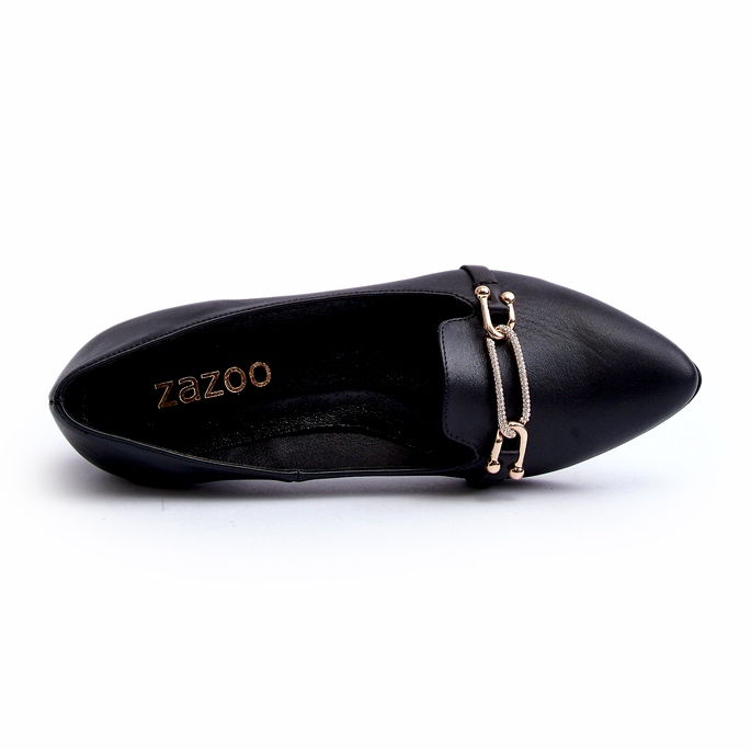 Zazoo 2885 Ballerinas de cuero para mujeres con decoración negra negro 3 Zazoo 2885 Ballerinas de cuero para mujeres con decoración negra negro 3