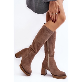 Botas Tacón Alto Mujer Ante, Beige Lemar Ceraxa 2