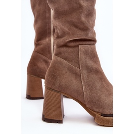 Botas Tacón Alto Mujer Ante, Beige Lemar Ceraxa 8
