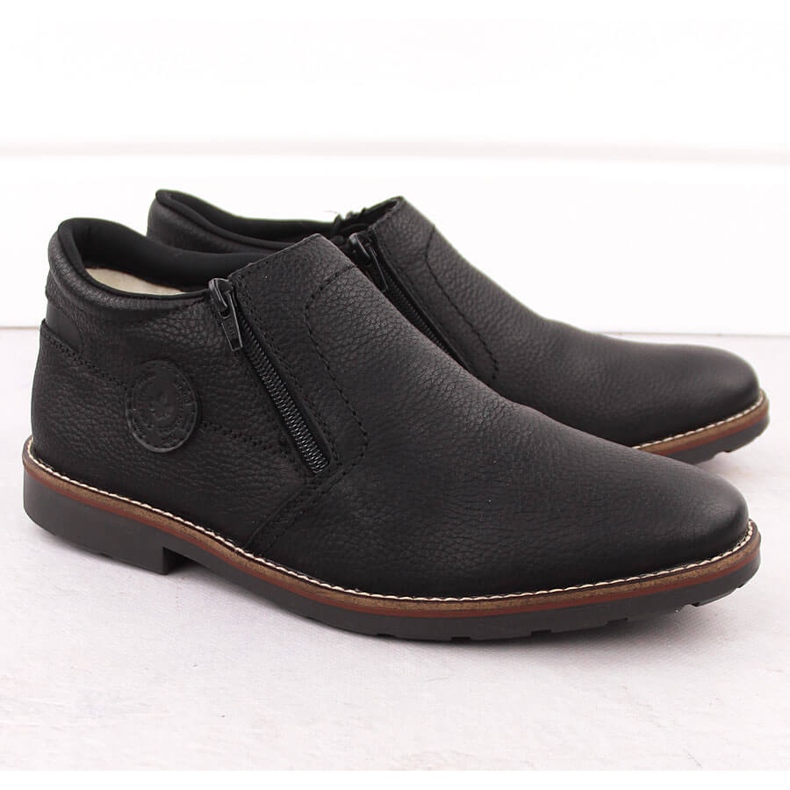 Botas de piel con aislamiento para hombre, negras, Rieker 15399-00 negro 1 Botas de piel con aislamiento para hombre, negras, Rieker 15399-00 negro 1