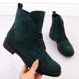 Botines de mujer con circonitas, verde Potocki SZ12178 1