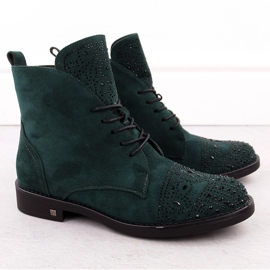 Botines de mujer con circonitas, verde Potocki SZ12178 2