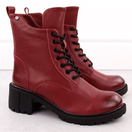 Botines de mujer de piel roja de Filippo DBT6501 rojo 2