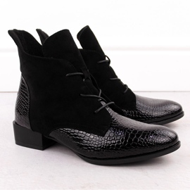Botines de mujer en charol, negro, Potocki 12498 2