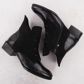 Botines de mujer en charol, negro, Potocki 12498 3