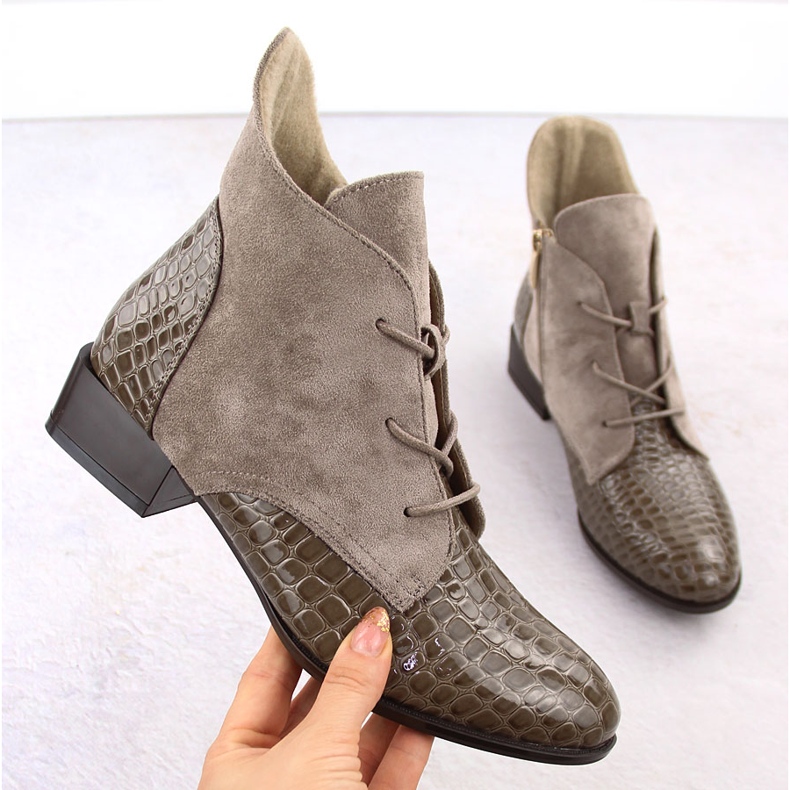 Botines de mujer en charol, beige, Potocki 12498 1 Botines de mujer en charol, beige, Potocki 12498 1